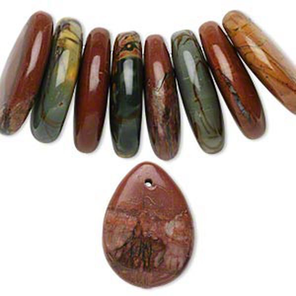 Red creek jasper 1pkg8, teardrop drop B grade, 25x18mm image number 0
