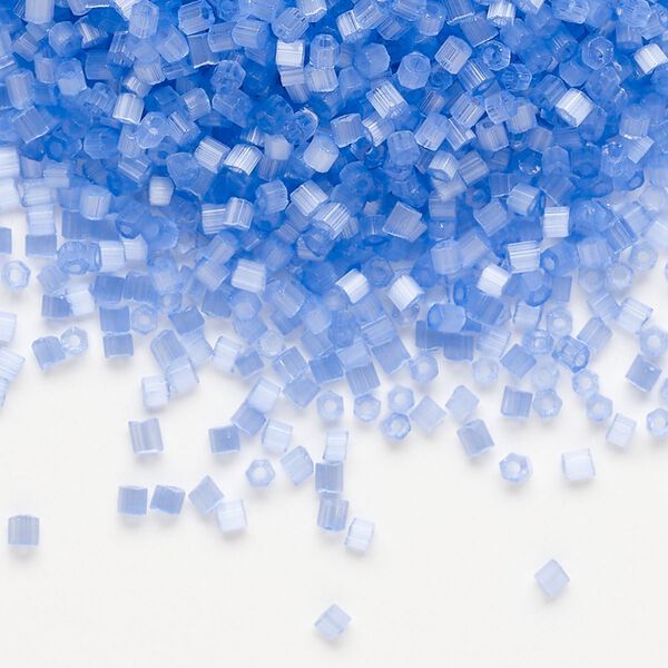 Seed bead, Preciosa Ornela Czech glass, pkg/50g, #11 2-cut hex, translucent solgel dyed satin blue, (05131). image number 0
