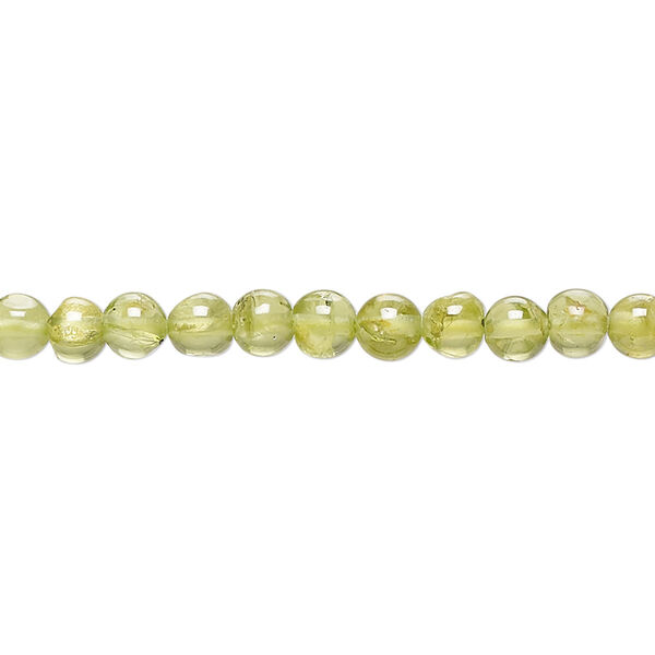 Peridot 1pkg1, hand-cut round bead natural 13 inch 4-6mm image number 0