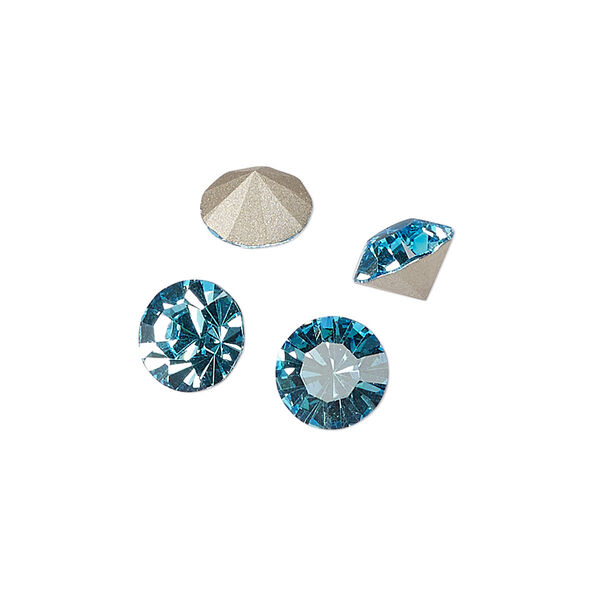 Chaton 144pk aqua bohemica foil back, Preciosa MAXIMA Czech crystal rhinestone 8.16-8.41mm 15-cut faceted round SS39 image number 0