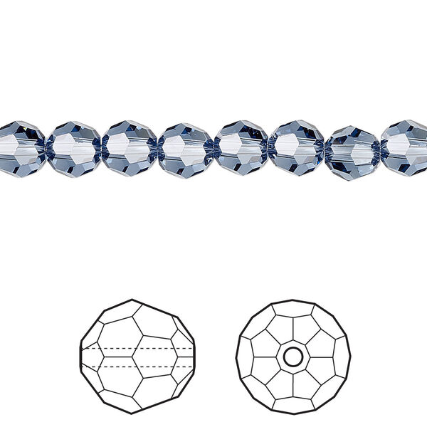 Bead 144pk denim blue, Crystal Passions® 6mm round 5000 image number 0