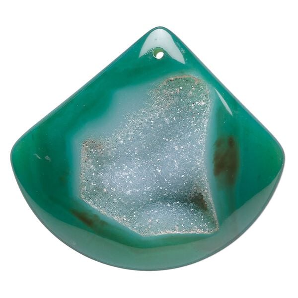Druzy green agate 1pkg1, puffed teardrop focal 48x46mm-62x60mm image number 0