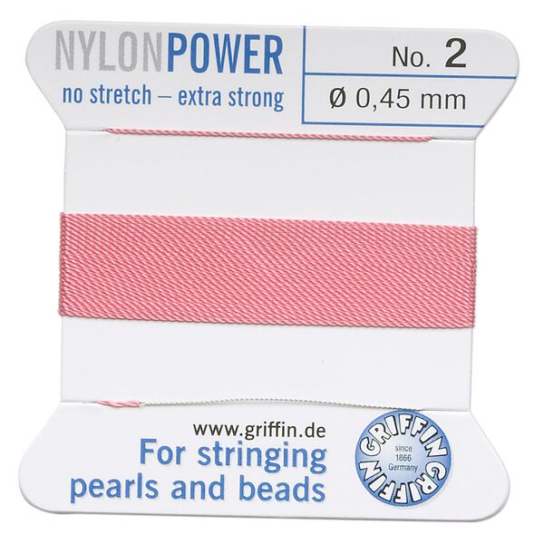 Thread, Griffin, nylon, dark pink, size #2. Sold per 2-meter card (approximately 78 inches). image number 0