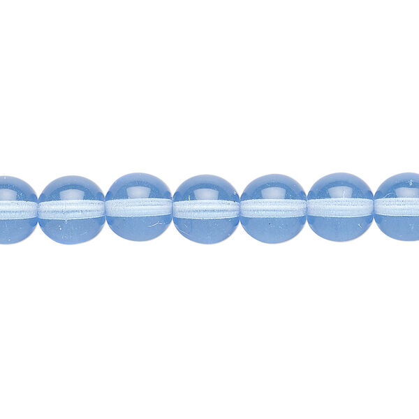 Bead, Czech glass druk, transparent sapphire blue, 8mm round. Sold per 15-1/2" to 16" strand. image number 0