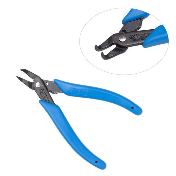 Pliers, Xuron®, #486, bent chain-nose, steel and rubber, dark blue, 5-1/4 inches. Sold individually. image number 0
