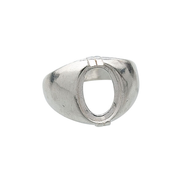 Ring, sterling silver, 14x10mm 2-prong oval setting, size 10. Sold individually. image number 0