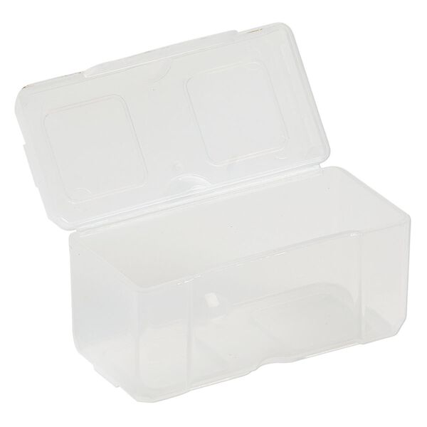 Organizer, Dot Box™, plastic, clear, 2-1/2 x 1-1/4 x 1-1/4 inch rectangle with pop-up lid. Sold per pkg of 2. image number 1