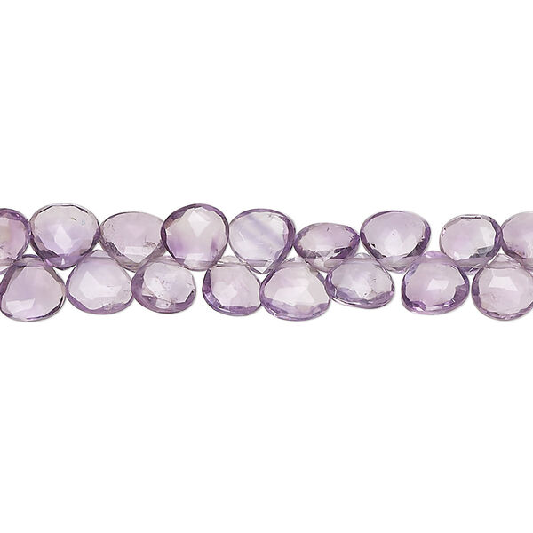 Bead, amethyst (natural), 5-6mm hand-cut top-drilled faceted puffed teardrop, B+ grade, Mohs hardness 7. Sold per 8-inch strand, approximately 70 beads. image number 0