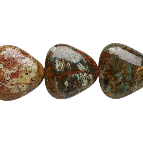 Green "opal" 1pkg1, flat triangle bead natural 15.5-16 inch 30mm image number 0