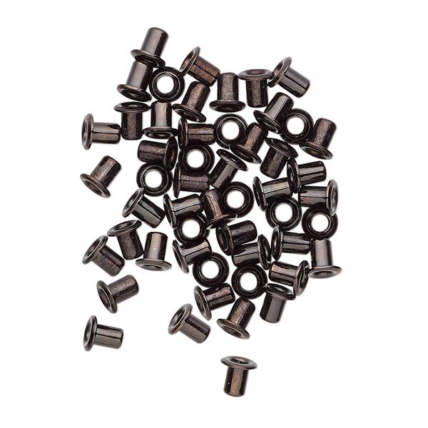 Eyelet, black-plated brass, 3.5mm with 3x2.4mm tube and 1.7mm inside diameter, fits 2.5-3.5mm hole. Sold per pkg of 50. image number 0