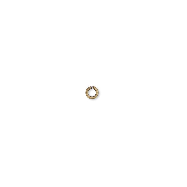 Jump ring, antique gold-plated brass, 3mm round, 1.7mm inside diameter, 22 gauge. Sold per pkg of 100. image number 0