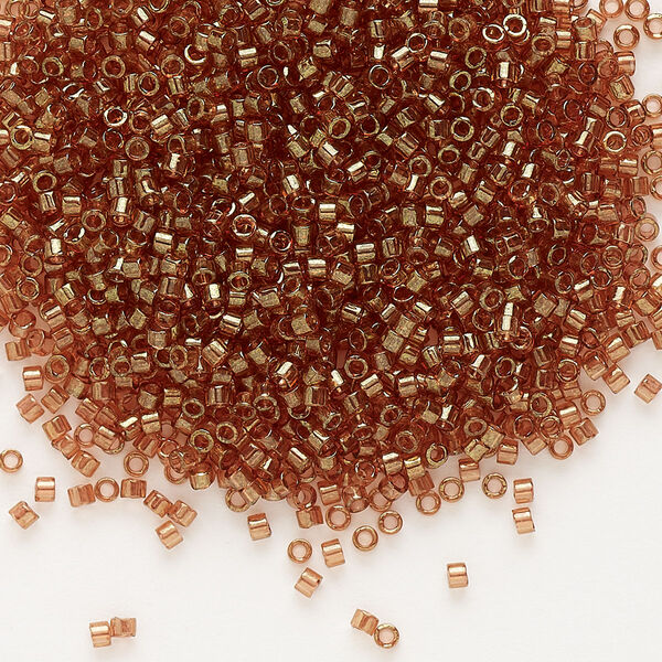 Seed bead, Delica®, glass, pkg/250g, #11 round, translucent gold luster apricot topaz (DB-0121). image number 0