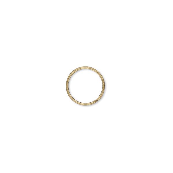 Jump ring, antique gold-plated brass, 10mm round, 8.4mm inside diameter, 20 gauge. Sold per pkg of 100. image number 0