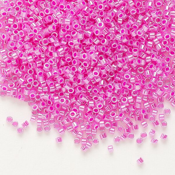 Seed bead, Delica®, glass, pkg/250g, #11 round, opaque inside dyed color luster hot pink (DB-0247). image number 0