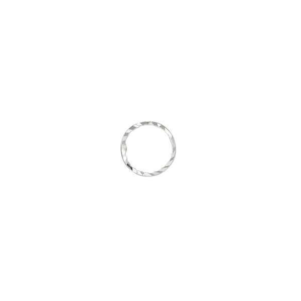 Component, silver-plated brass, 8mm single-sided diamond-cut open round, 0.8mm thick. Sold per pkg of 100. image number 0