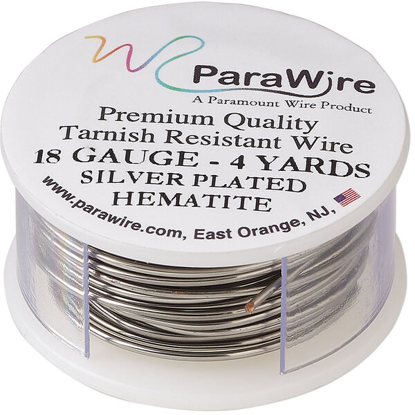 Wire, ParaWire™, enameled copper, hematite, round, 18 gauge. Sold per 4-yard spool. image number 0