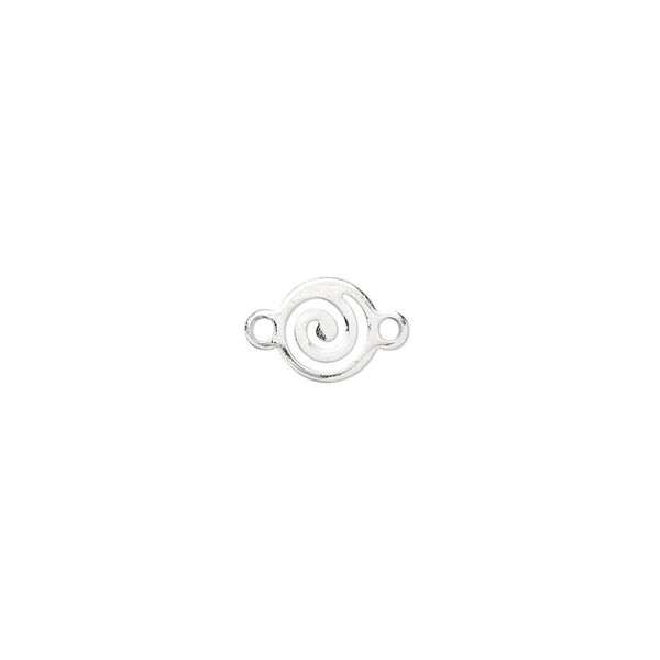 Link, silver-plated brass, 7mm swirl round. Sold per pkg of 100. image number 0