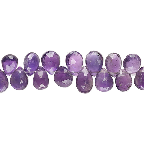 Amethyst 1pkg1, hand-cut top-drilled faceted puffed teardrop bead natural 7 inch 6x5mm-9x6mm image number 0
