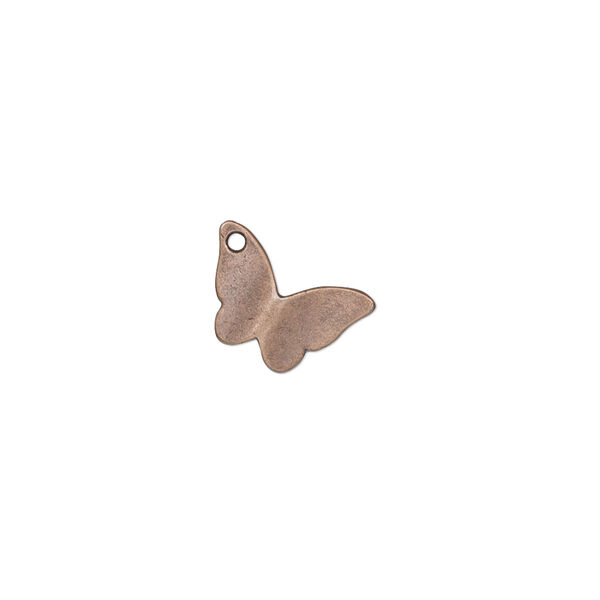Charm, antique copper-finished "pewter" (zinc-based alloy), 12x11.5mm single-sided curved butterfly. Sold per pkg of 10. image number 0
