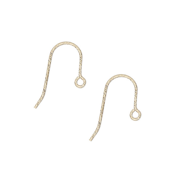 Ear wire, 14Kt gold-filled, 12mm diamond-cut fishhook with open loop, 20 gauge. Sold per pair. image number 0