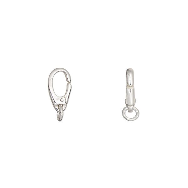 Clasp self-closing clip 1pkg1 sterling silver 10x5mm triggerless / 4mm 20 gauge jump ring image number 0