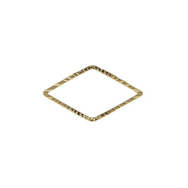 Component, gold-plated brass, 23x13mm single-sided diamond-cut open diamond, 1.3mm thick. Sold per pkg of 100. image number 0