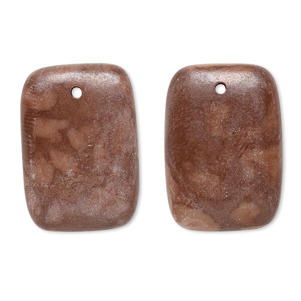 Brown zebra stone 1pkg2, top-drilled flat back puffed rectangle drop natural 25x18mm-26x19mm image number 0