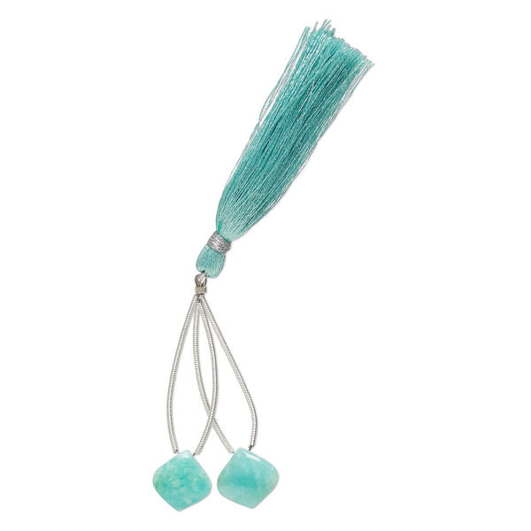 Amazonite 1pkg2, hand-cut top-drilled puffed teardrop bead natural 14x14mm image number 1