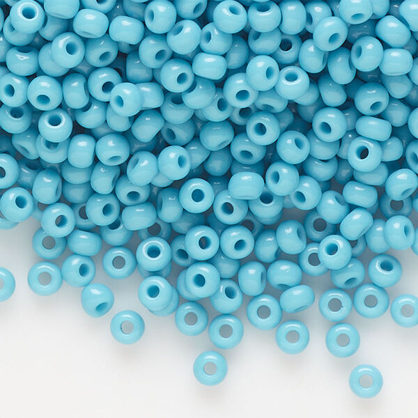 Seed bead, Preciosa Ornela Czech glass, pkg/50g, #8 rocaille, opaque turquoise blue, (63030). image number 0