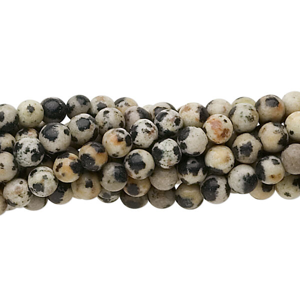 Dalmatian jasper 1pkg10, round bead natural 15.5-16 inch 4mm image number 0