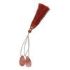 Strawberry quartz 1pkg2, hand-cut top-drilled puffed teardrop bead natural 20x10mm image number 1