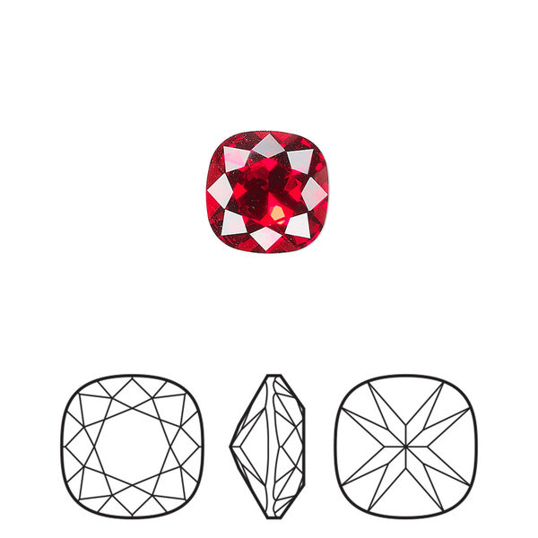 Fancy stone 144pk light Siam foil back, Preciosa MAXIMA Czech crystal rhinestone 10mm cushion square image number 0