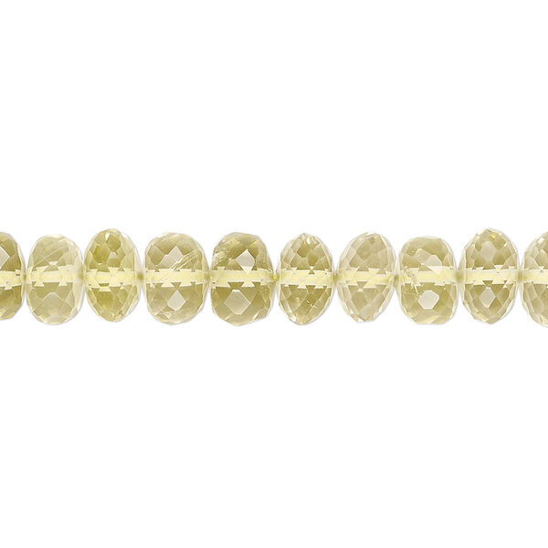 Lemon quartz 1pkg1, hand-cut micro-faceted rondelle bead B+ grade, 8 inch 7x4mm-8x5mm image number 0