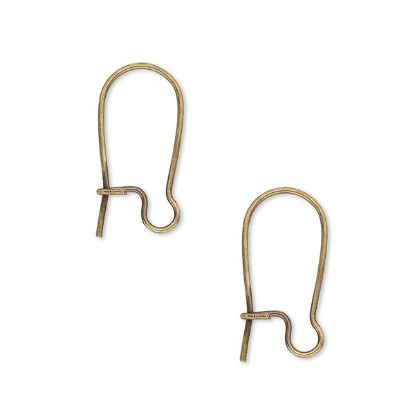 Ear wire kidney 1pkg500 antique gold-plated, 18mm / open loop, 21 gauge brass 250 pair image number 0