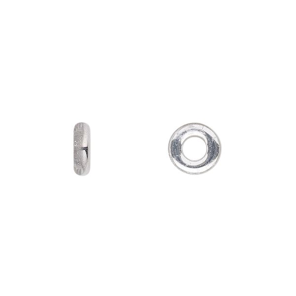 Bead, Czech pressed glass, silver, 8x2.5mm ring. Sold per pkg of 50. image number 0