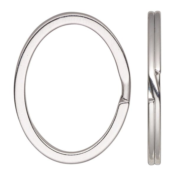Split ring, nickel-finished steel, 37x28mm flat oval. Sold per pkg of 100. image number 0