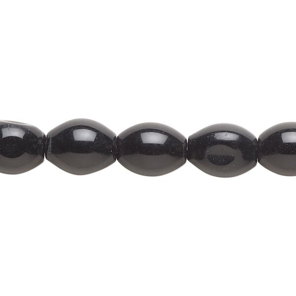 Black agate 1pkg1, oval bead 15 inch 10x7mm-12x8mm image number 0