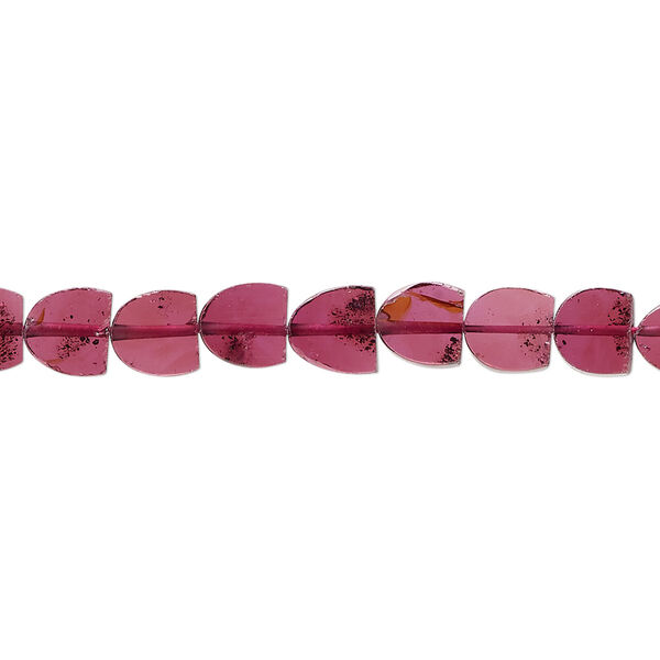 Rhodolite garnet 1pkg1, hand-cut flat shield bead B grade, 15.5-16 inch 5x4mm-8x7mm image number 0