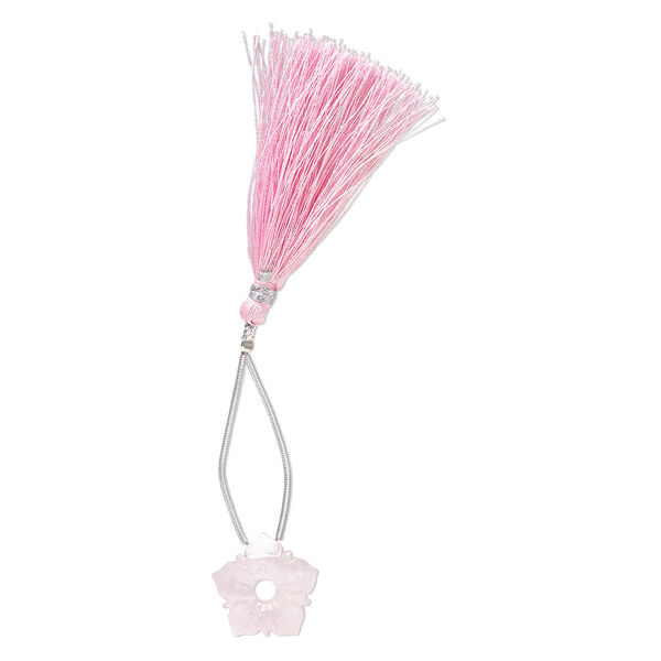 Rose quartz 1pkg1, hand-cut top-drilled carved flower bead natural 20x20mm / 4mm center hole image number 1