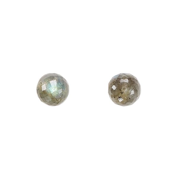 Labradorite 1pkg2, hand-cut half-drilled faceted round bead natural 8mm image number 0