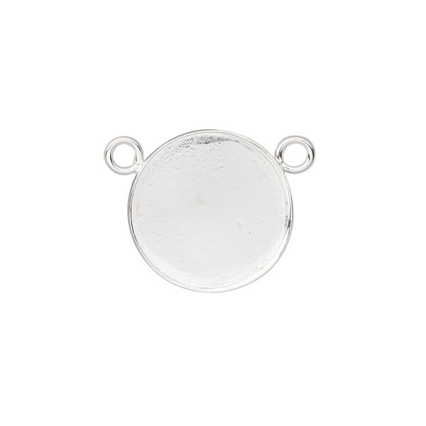 Connector, sterling silver, 17mm round with 16mm bezel cup setting. Sold individually. image number 0
