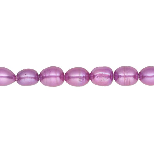 Pearl, cultured freshwater (dyed), grape, 5-6mm rice, C- grade, Mohs hardness 2-1/2 to 4. Sold per 16-inch strand. image number 0