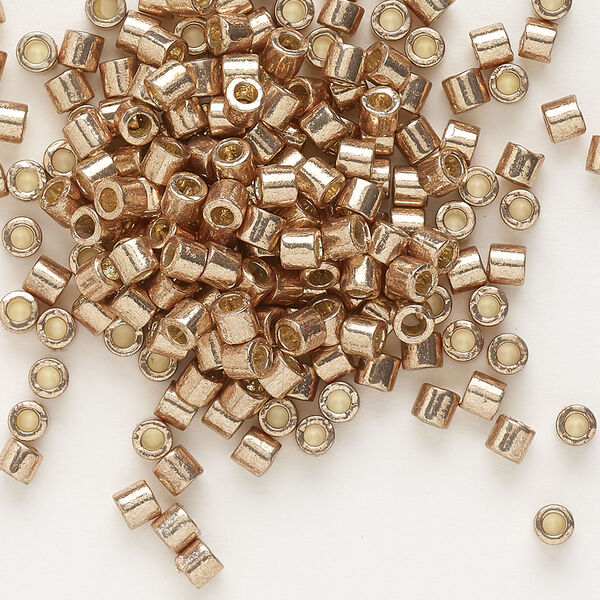 Seed bead, Delica®, glass, pkg/250g, #8 round, Duracoat® opaque galvanized champagne (DBL-1834). image number 0