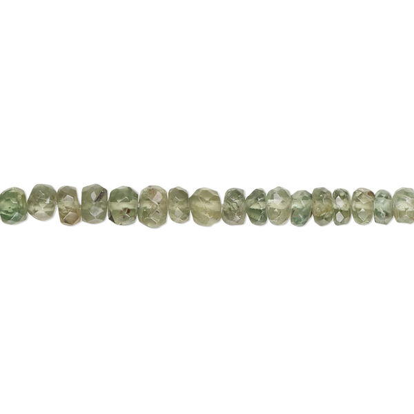 Green apatite 1pkg1, hand-cut faceted rondelle bead natural 13 inch 3x2mm-5x3mm image number 0
