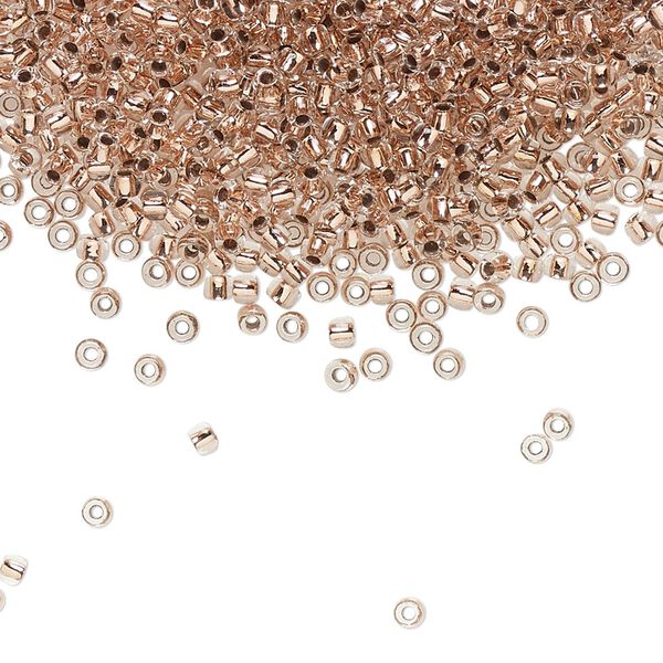 Seed bead, TOHO BEADS®, glass, pkg/7.5g, #11 round, transparent copper-lined crystal clear (TR-11-740). image number 0
