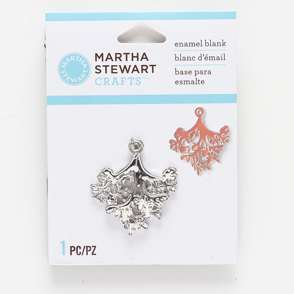 Focal, silver-finished "pewter" (zinc-based alloy), 30x28mm branch enamel blank. Sold individually. image number 0