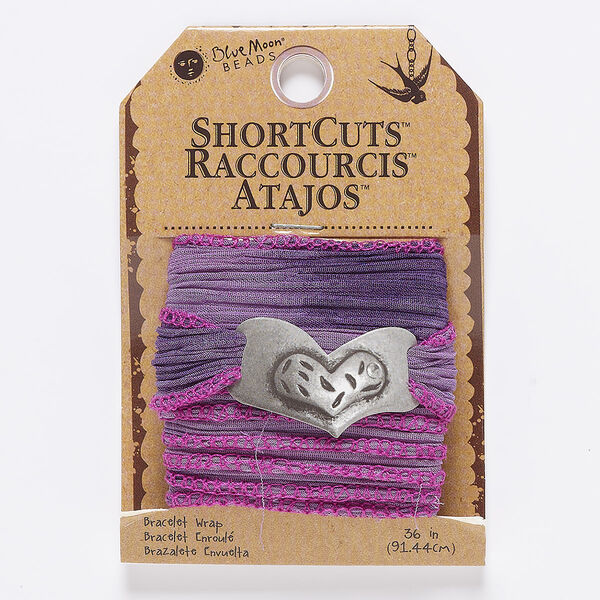 Ribbon, polyester, purple ombre, 7/8 inches wide with crinkle. Sold per pkg of 36 inches. image number 0