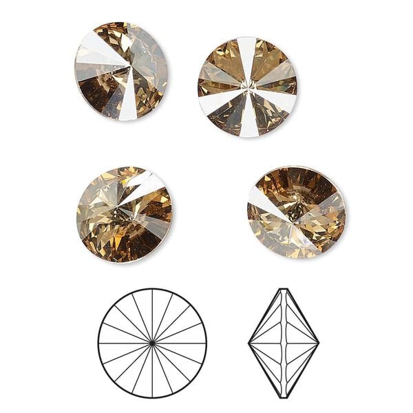 Chaton 4pk crystal golden shadow foil back, Crystal Passions® 10.54-10.91mm rivoli SS47 1122 image number 0