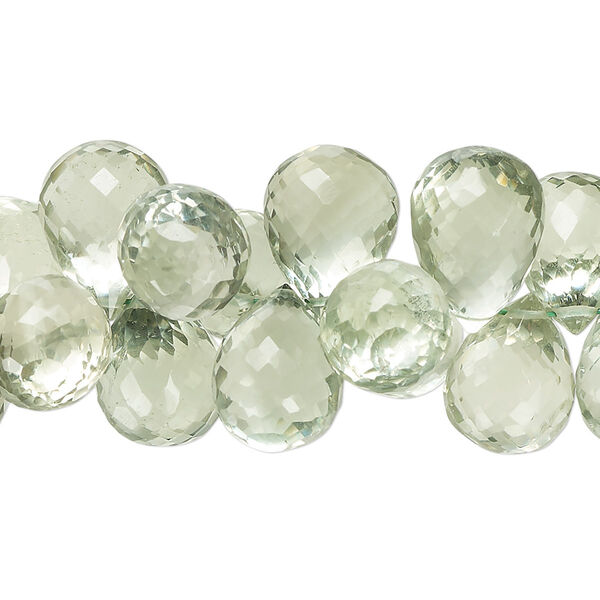 Green quartz 1pkg1, hand-cut top-drilled faceted teardrop bead 7 inch 10x8mm-17x10mm image number 0
