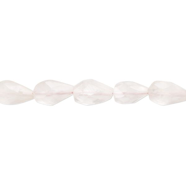 Rose quartz 1pkg1, hand-cut faceted teardrop bead natural 14 inch 8x5mm-12x6mm image number 0